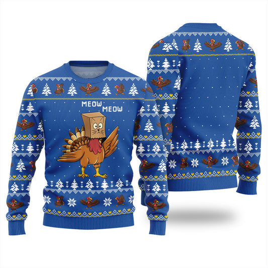 Funny Turkey Cat Thanksgiving Sweater
