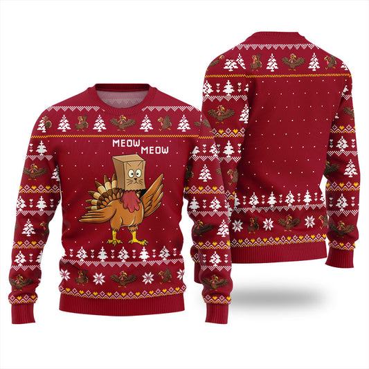 Funny Turkey Cat Thanksgiving Sweater