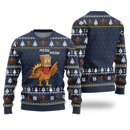 Funny Turkey Cat Thanksgiving Sweater