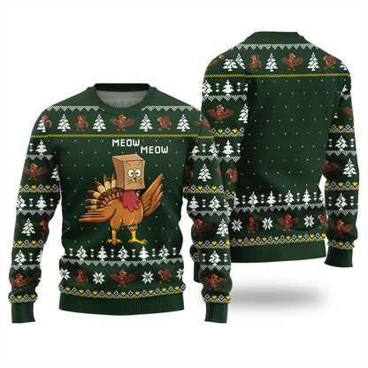 Funny Turkey Cat Thanksgiving Sweater