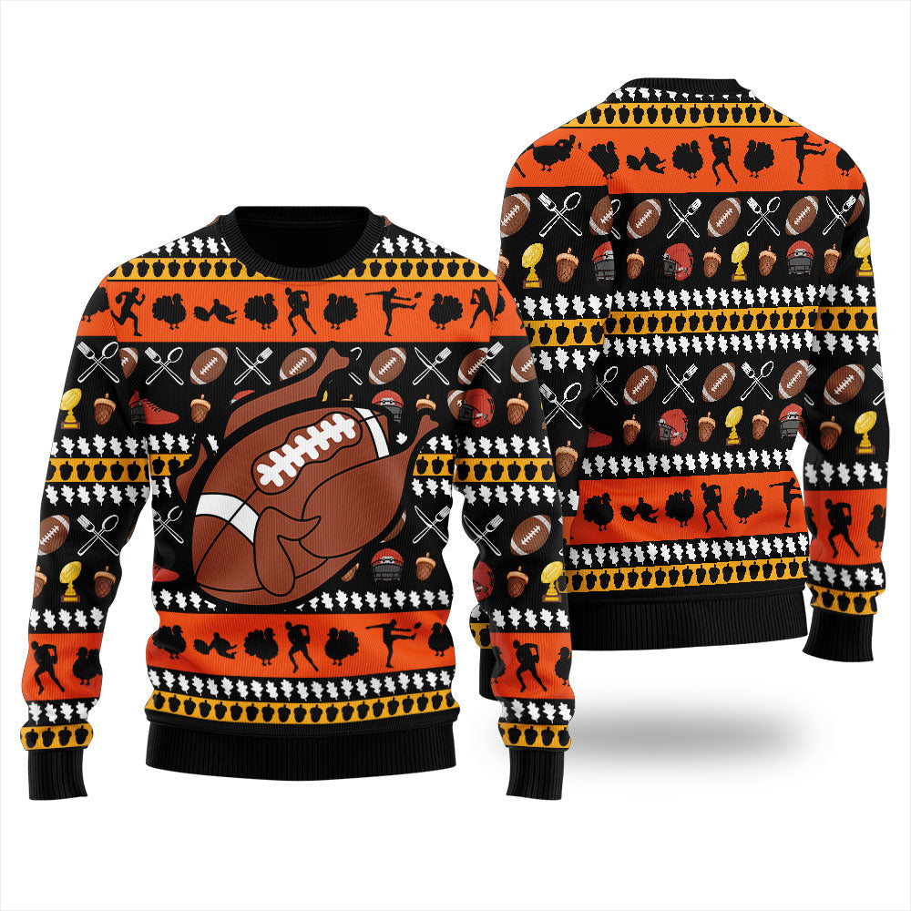 Funny Turkey Football Thanksgiving Ugly Sweater