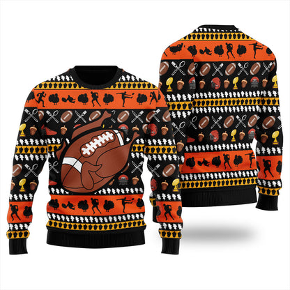 Funny Turkey Football Thanksgiving Ugly Sweater