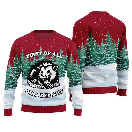 Funny Ugly Delight Possum Xmas Sweater Red