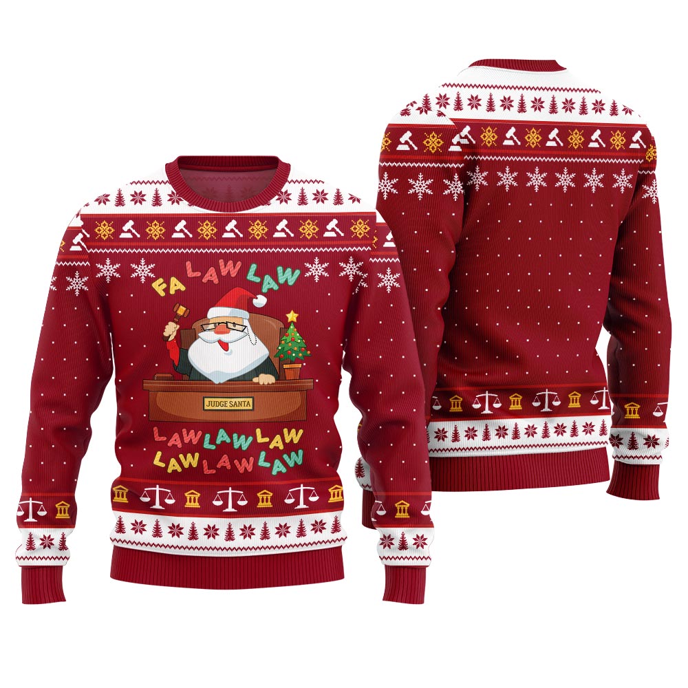 Funny Ugly Fa Law Law Christmas Sweater Red