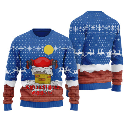 Funny Upside Down Merry Christmas Ugly Christmas Sweater Royal