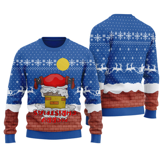 Funny Upside Down Merry Christmas Ugly Christmas Sweater Royal