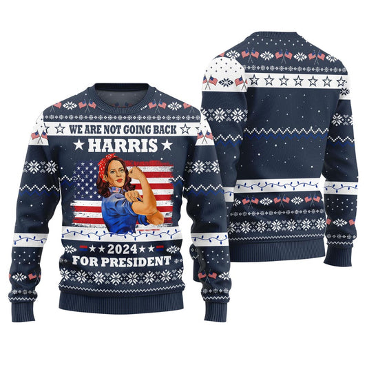Funny We Are Not Going Back Kamala Harris Sweater Navy