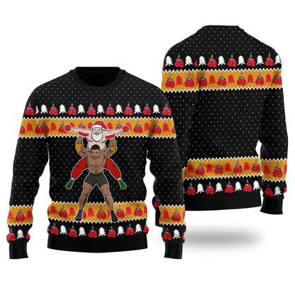 Funny Wrestling Santa Ugly Christmas Sweater