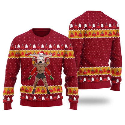 Funny Wrestling Santa Ugly Christmas Sweater