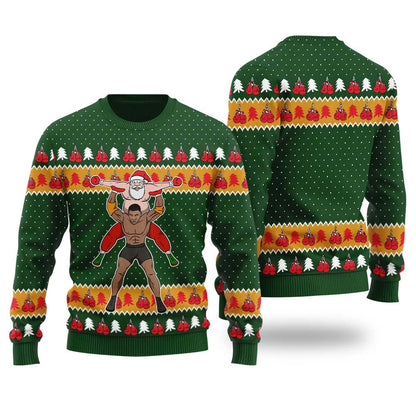 Funny Wrestling Santa Ugly Christmas Sweater