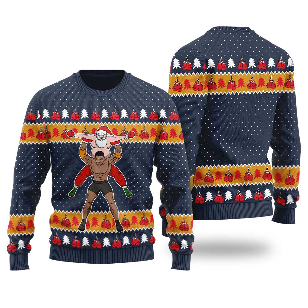 Funny Wrestling Santa Ugly Christmas Sweater
