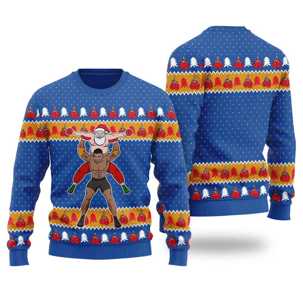 Funny Wrestling Santa Ugly Christmas Sweater