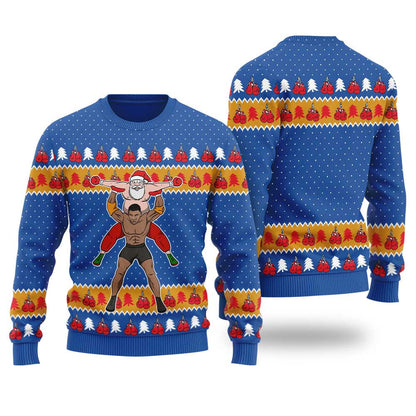Funny Wrestling Santa Ugly Christmas Sweater