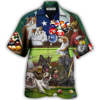 Hawaiian Shirt / Adults / S Billiard Independence Day Funny Dogs - Hawaiian Shirt 