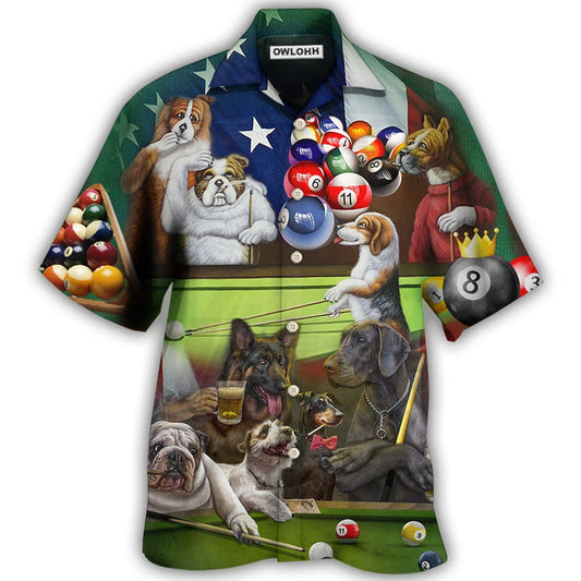 Hawaiian Shirt / Adults / S Billiard Independence Day Funny Dogs - Hawaiian Shirt 