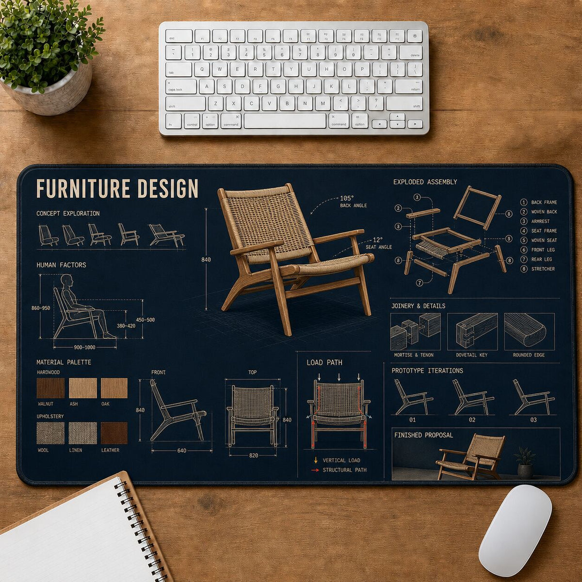 Furniture Design Creative Reference Guide Desk Mat | 5To9Vibe