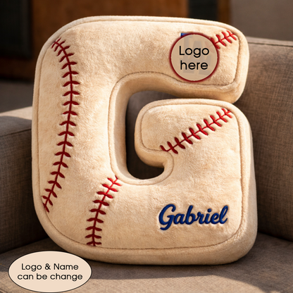 Baseball Pillow Custom Name & Logo Gift For Kids, Friends, Family Irregular-Shaped Pillow Custom-Shaped Pillow-5TO9VIBE