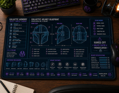 All Star Galaxy BluePrint Desk Mat Mouse Pad Plus Size Trending - 5to9vibe