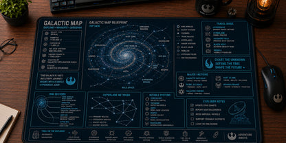 All Star Galaxy BluePrint Desk Mat Mouse Pad Plus Size Trending - 5to9vibe