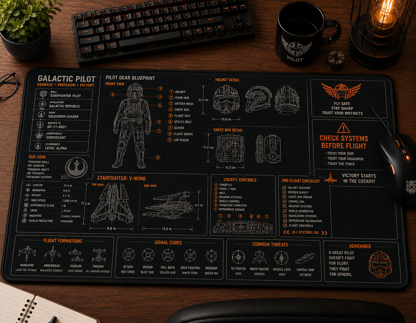 All Star Galaxy BluePrint Desk Mat Mouse Pad Plus Size Trending - 5to9vibe
