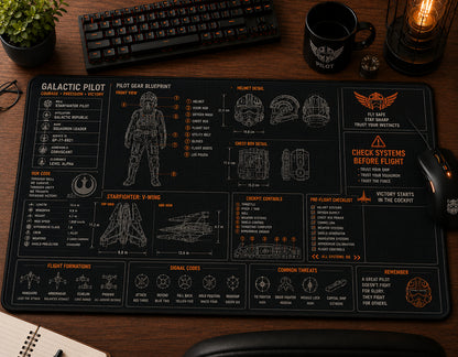 All Star Galaxy BluePrint Desk Mat Mouse Pad Plus Size Trending - 5to9vibe