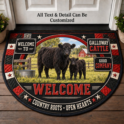 Galloway Cattle Personalized Half Round Mat | 5To9Vibe