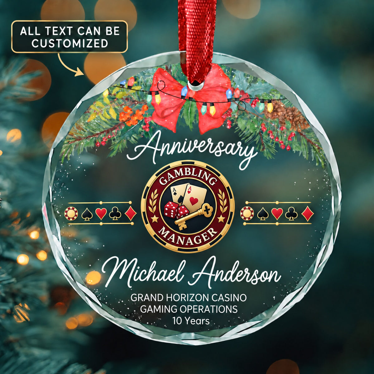 Gambling Managers Personalized Glass Ornament | 5To9Vibe