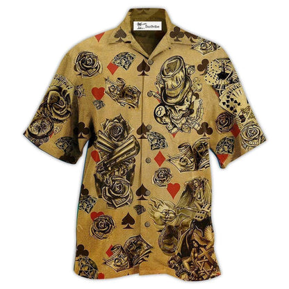 Hawaiian Shirt / Adults / S Gambling Flowers Skull - Hawaiian Shirt 