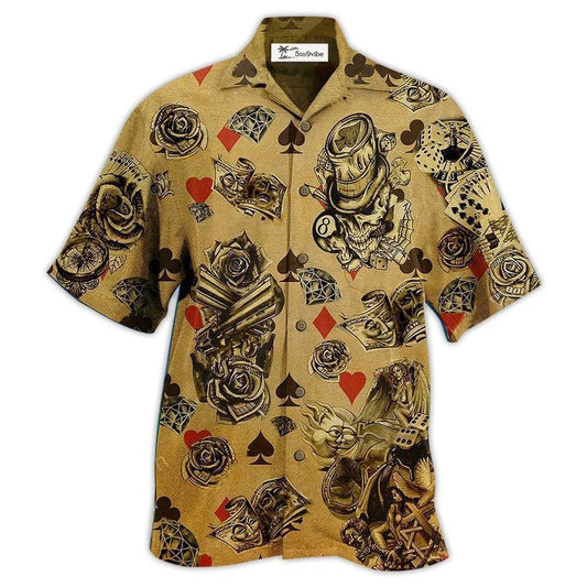 Hawaiian Shirt / Adults / S Gambling Flowers Skull - Hawaiian Shirt 