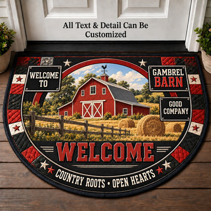 Gambrel Barn Personalized Half Round Mat | 5To9Vibe