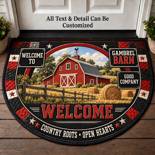Gambrel Barn Personalized Half Round Mat | 5To9Vibe