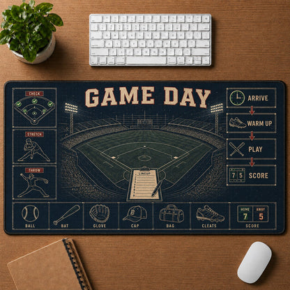 Game Day Baseball Blueprint Desk Mat | 5To9Vibe