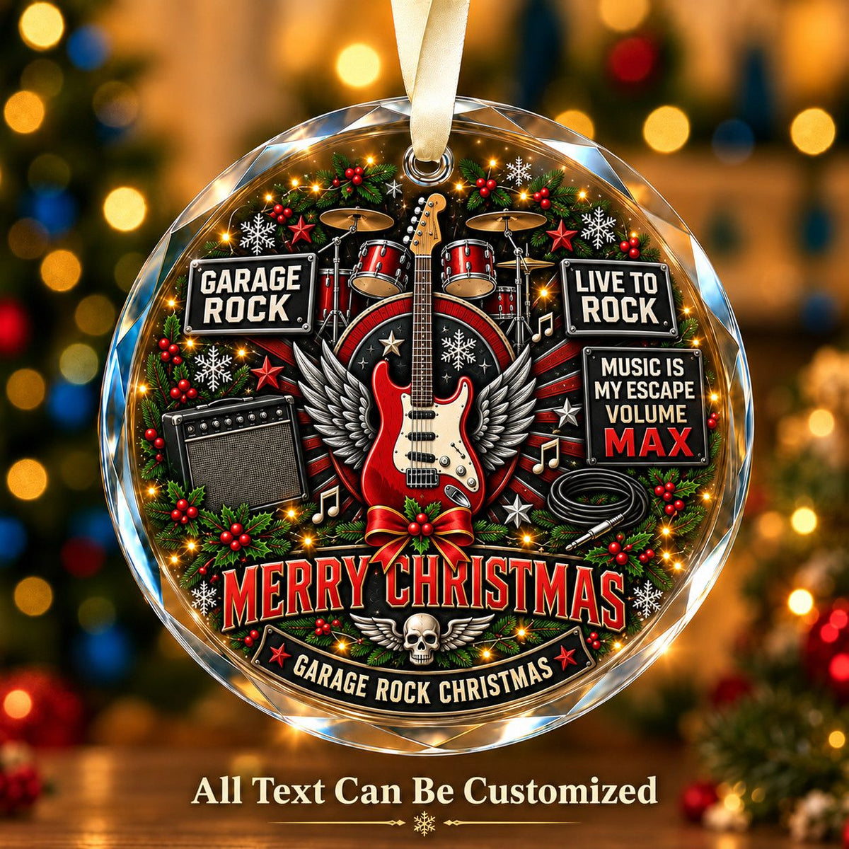 Garage Rock Personalized Glass Ornament | 5To9Vibe