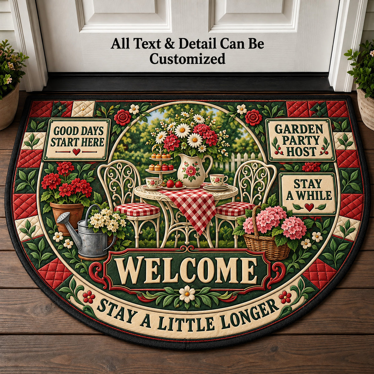 Garden Party Host Personalized Half Round Mat | 5To9Vibe