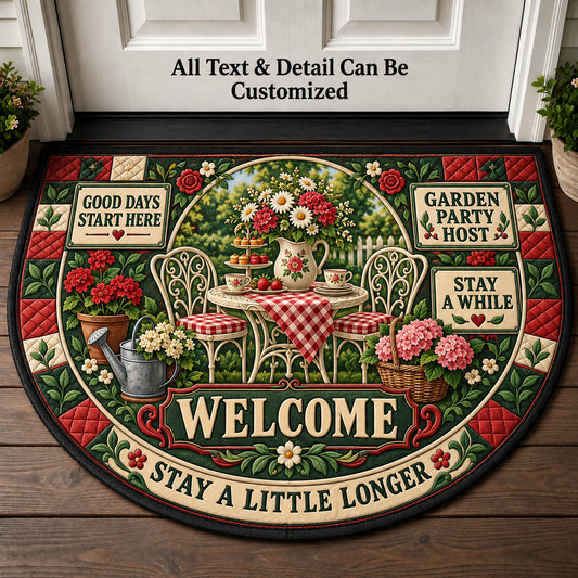 Garden Party Host Personalized Half Round Mat | 5To9Vibe