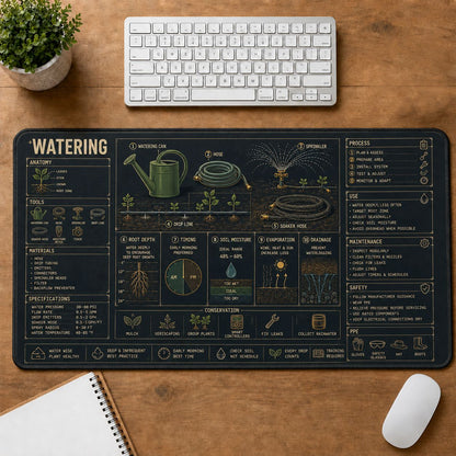 Garden Watering Home and Workshop Technical Guide Desk Mat | 5To9Vibe