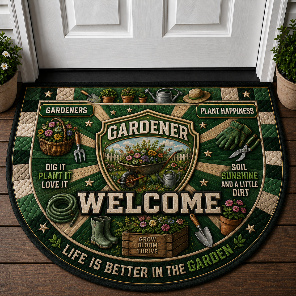Farm Fresh Locally Grown Welcome Mat - Support Local Farmers Red Truck Doormat - 5to9vibe