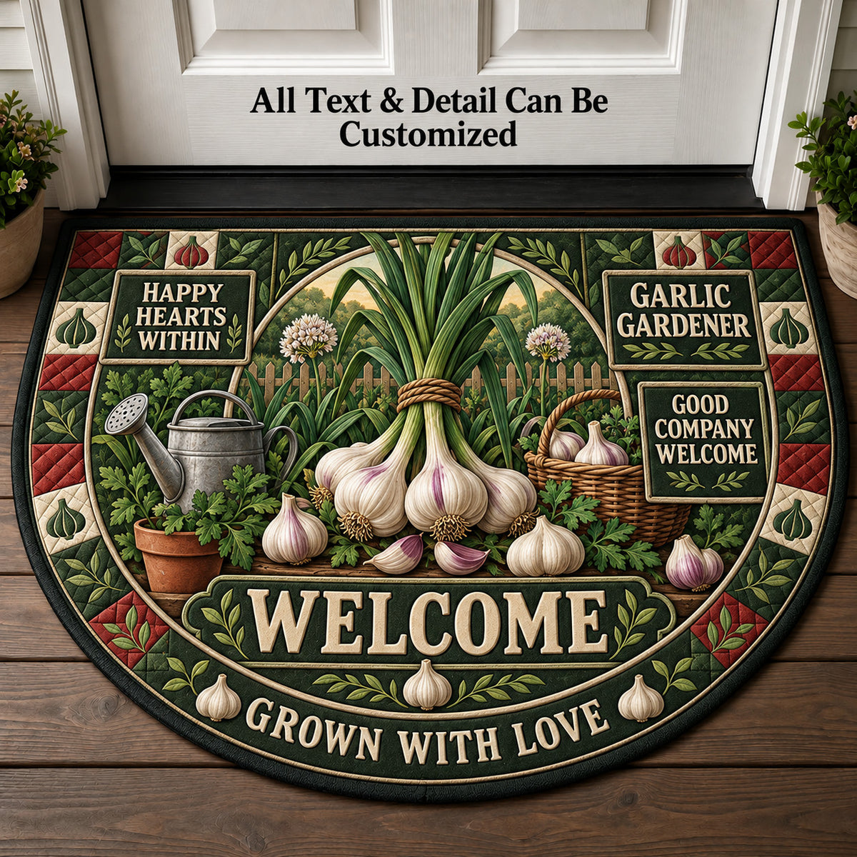 Garlic Gardener Personalized Half Round Mat | 5To9Vibe