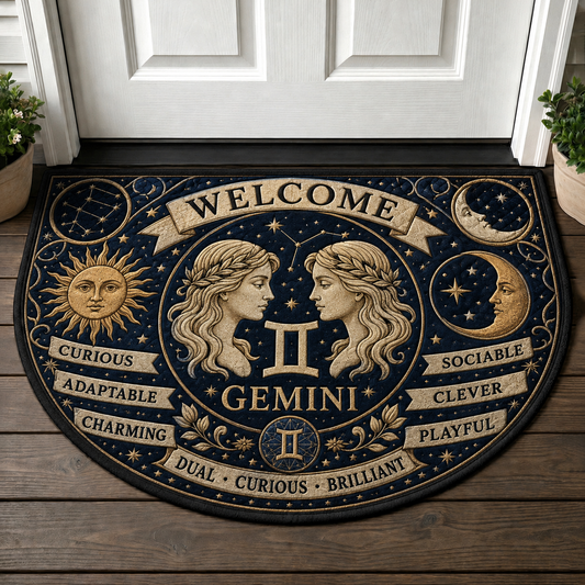 Gemini Zodiac Welcome Mat - Twin Astrology Celestial Welcome Doormat - 5to9vibe