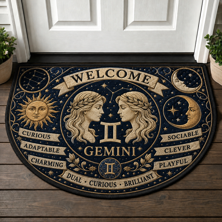 Gemini Zodiac Welcome Mat - Twin Astrology Celestial Welcome Doormat - 5to9vibe