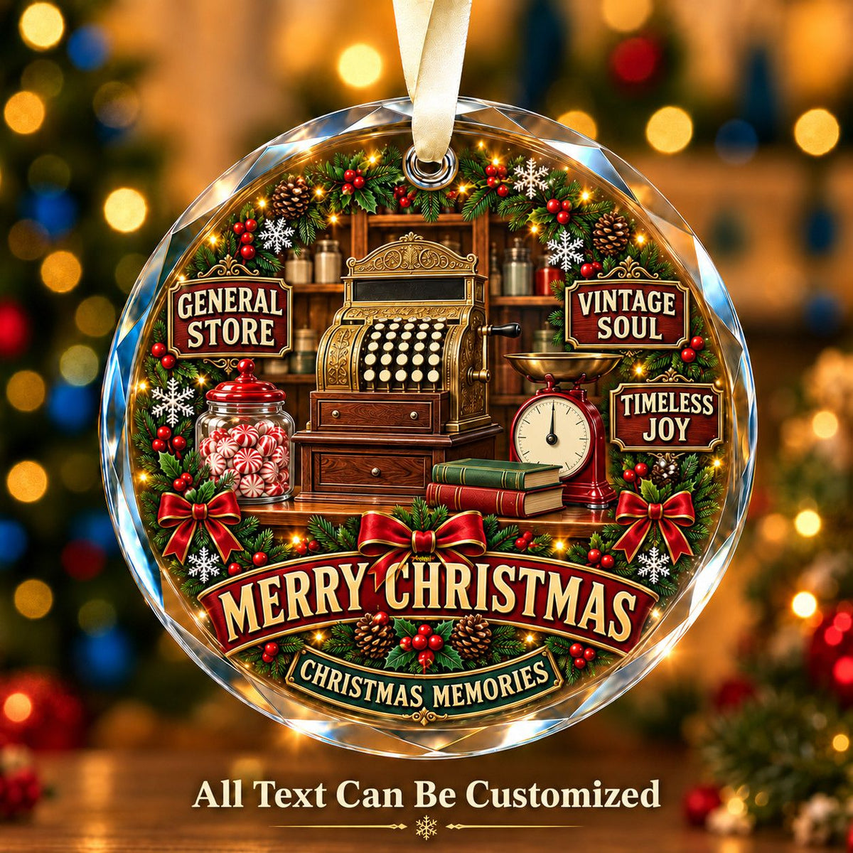 General Store Personalized Glass Ornament | 5To9Vibe
