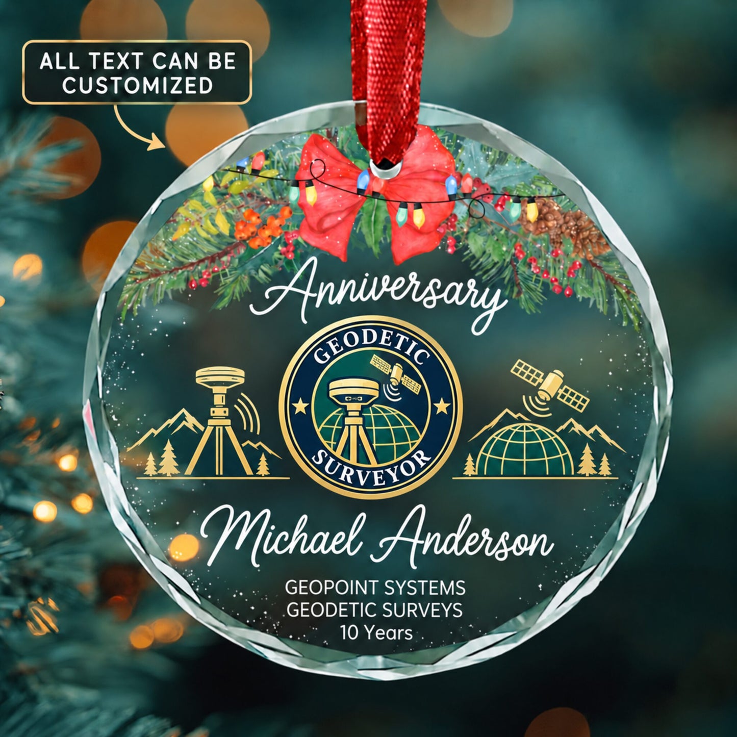 Geodetic Surveyors Personalized Glass Ornament | 5To9Vibe