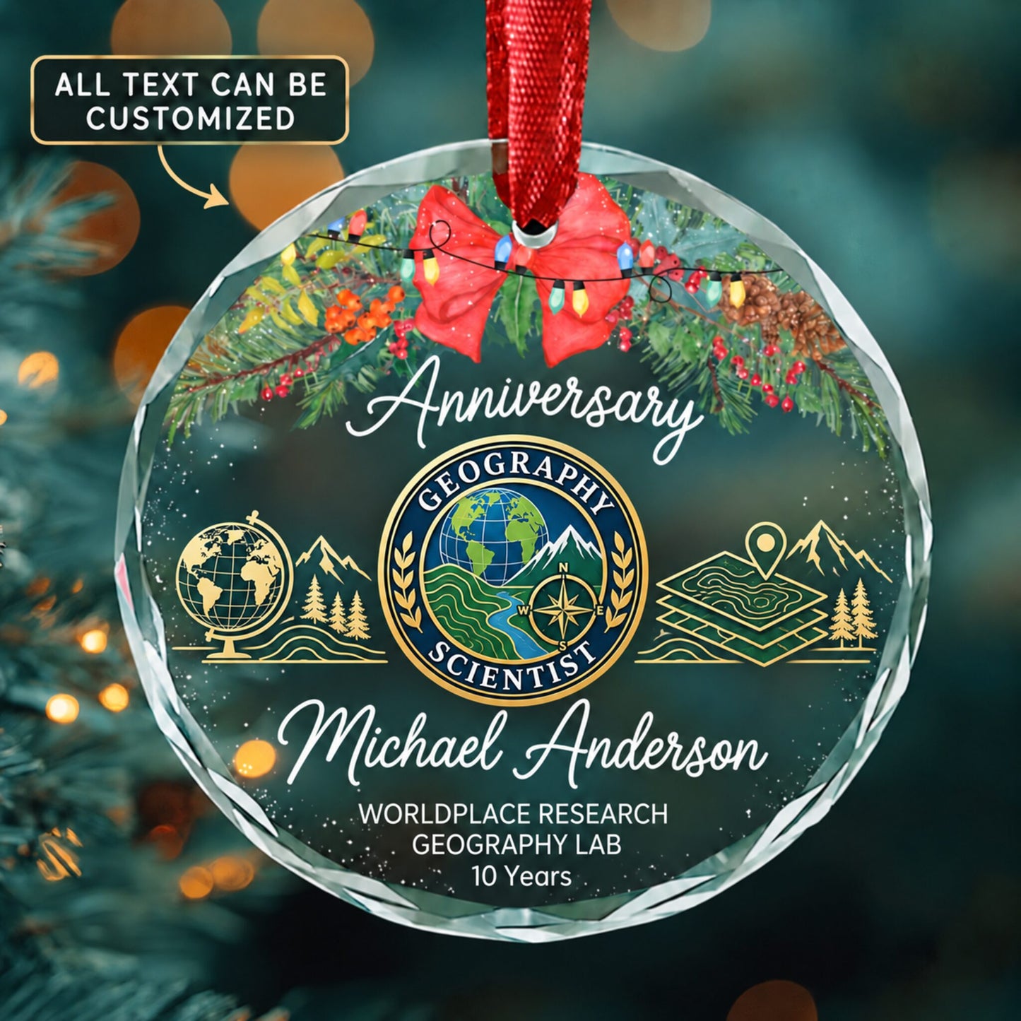 Geographers Personalized Glass Ornament | 5To9Vibe