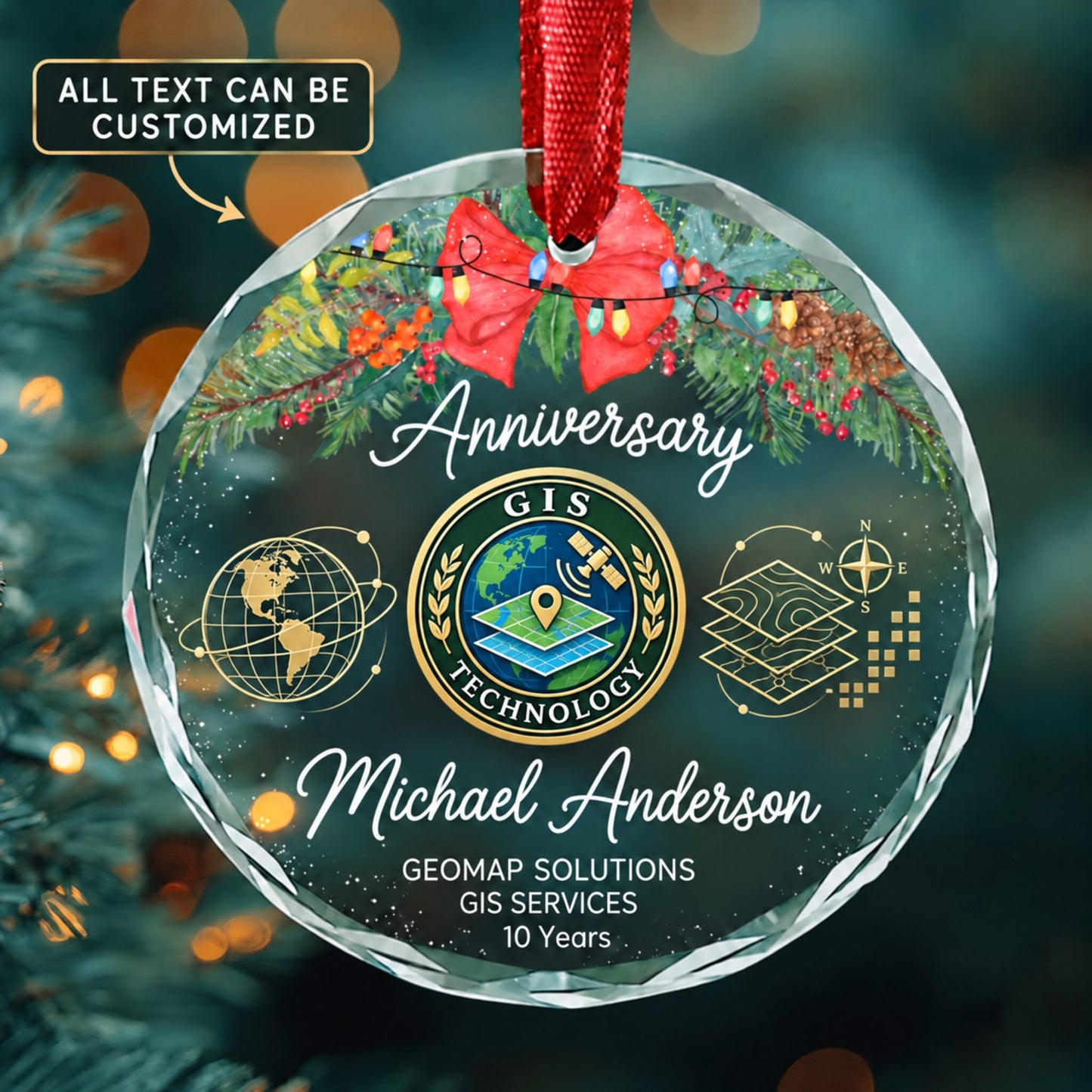 Geographic Information Systems Technologists and Technicians Personalized Glass Ornament | 5To9Vibe