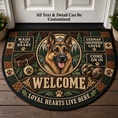 German Shepherd Lover Personalized Half Round Mat | 5To9Vibe