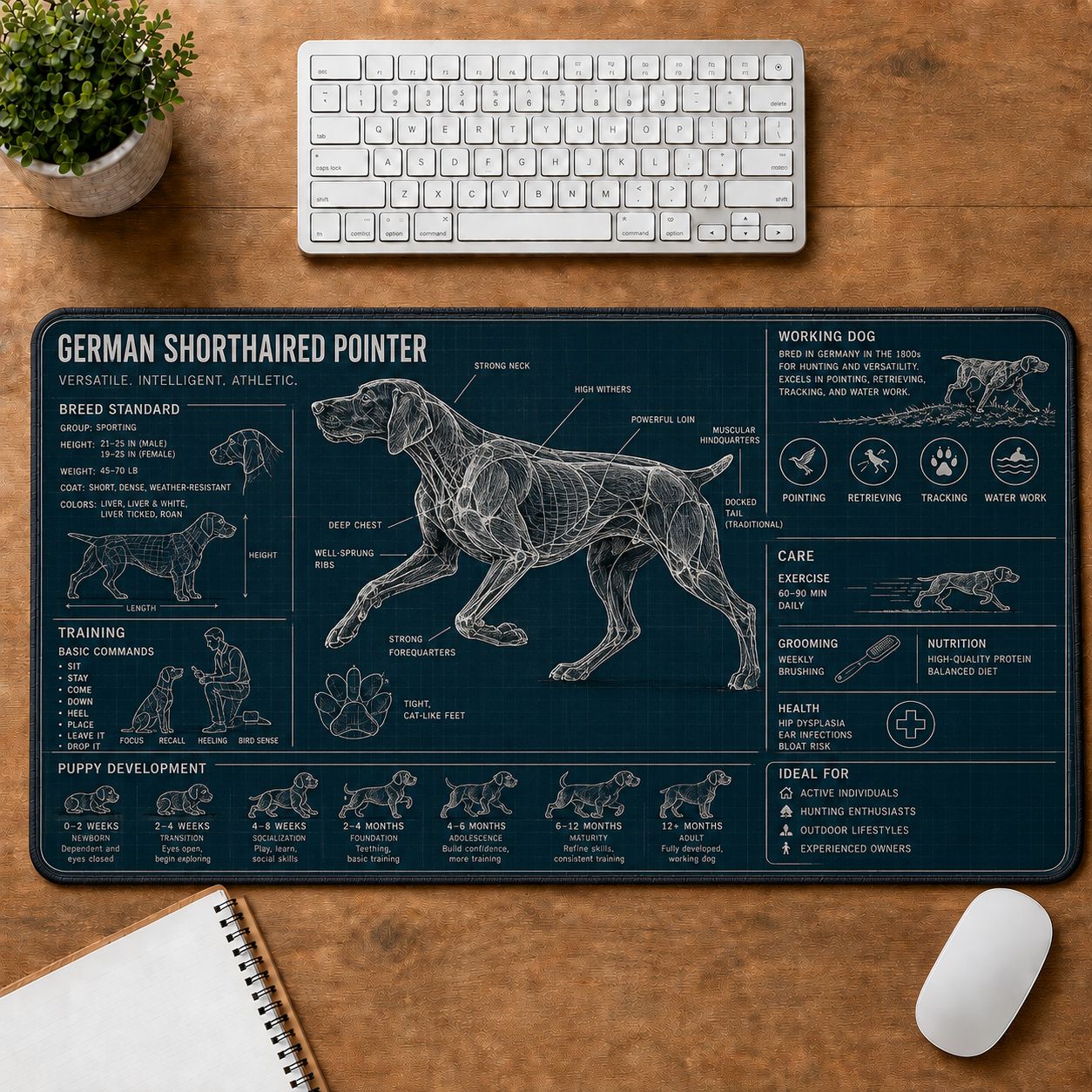 German Shorthaired Pointer Dog Breed Visual Guide Desk Mat | 5To9Vibe