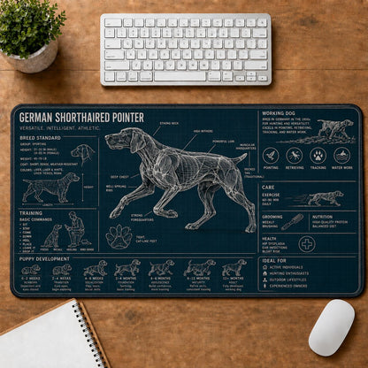 German Shorthaired Pointer Dog Breed Visual Guide Desk Mat | 5To9Vibe