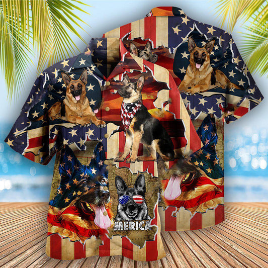 German Shepherd Dog America Protected By German Shepherd - Hawaiian Shirt 