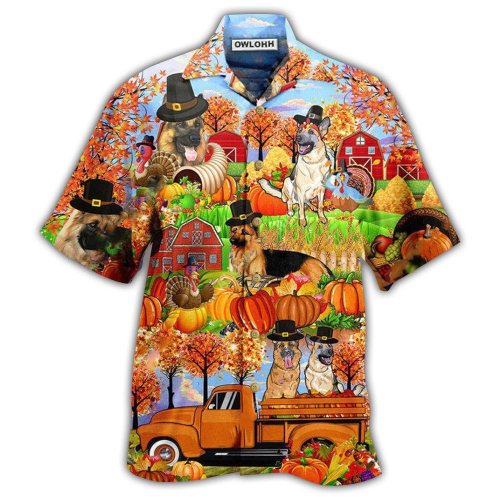 Hawaiian Shirt / Adults / S German Shepherd Happy Thanksgiving - Hawaiian Shirt 