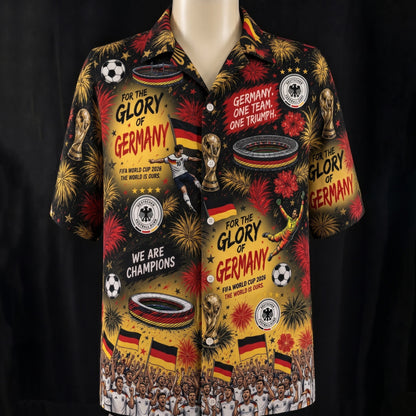 Camisa hawaiana unisex abotonada de fútbol Campeón de la Copa Mundial de todos los equipos para hombres y mujeres